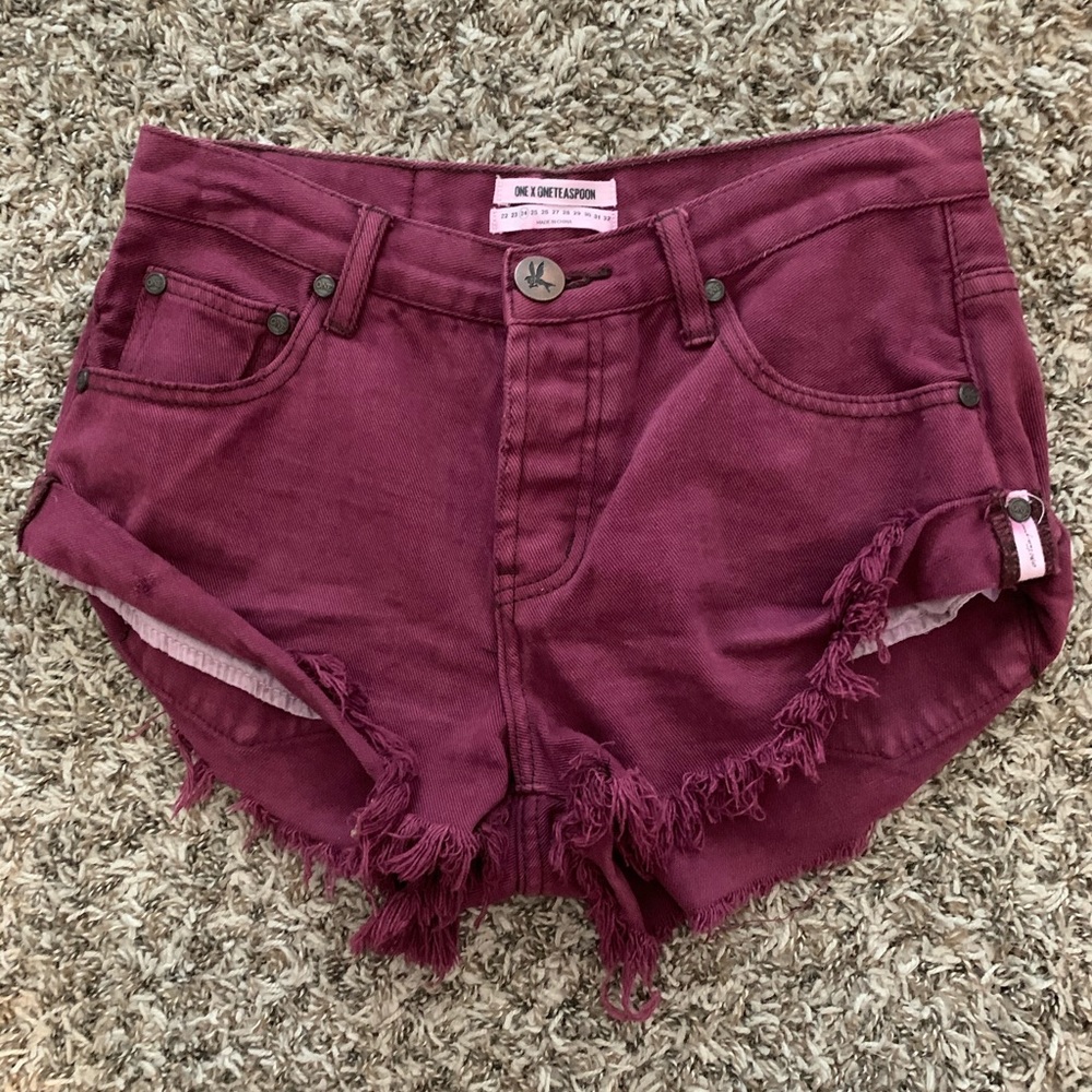 ONE TEASPOON BURGUNDY SHORTS